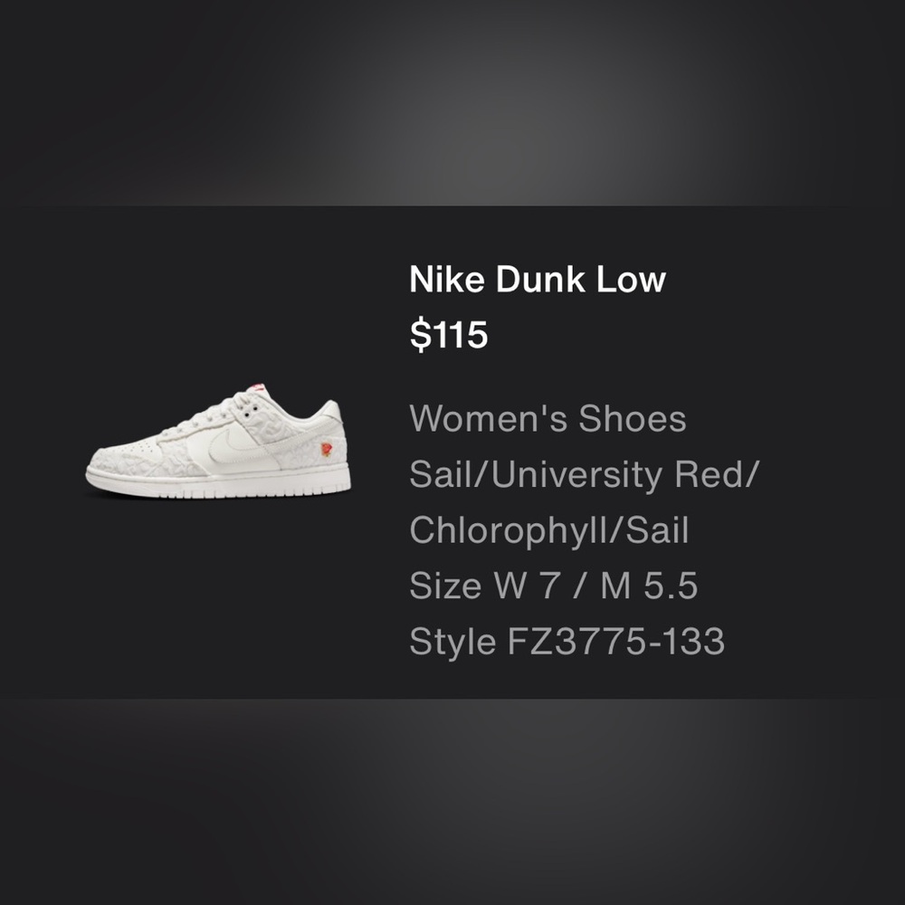 Nike Dunk Low Women's Sneakers - Sail and Red